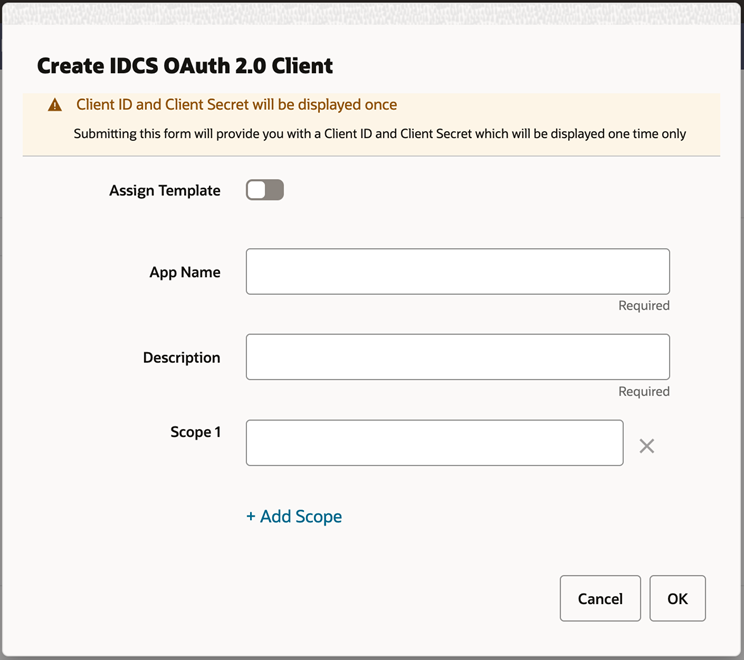 Create IDCS OAuth 2.0 Client