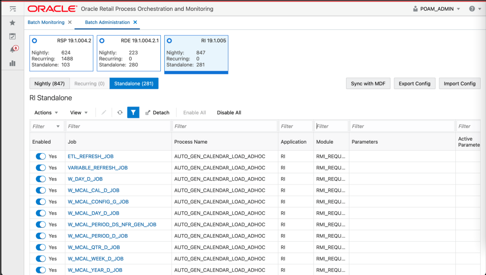 Batch Schedule for RI