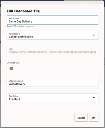 Edit Dashboard Tile Options - Top