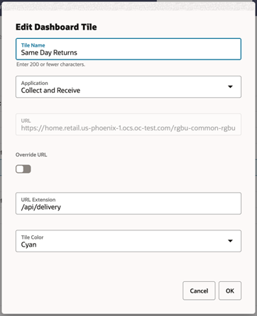 Edit Dashboard Tile Options - Bottom