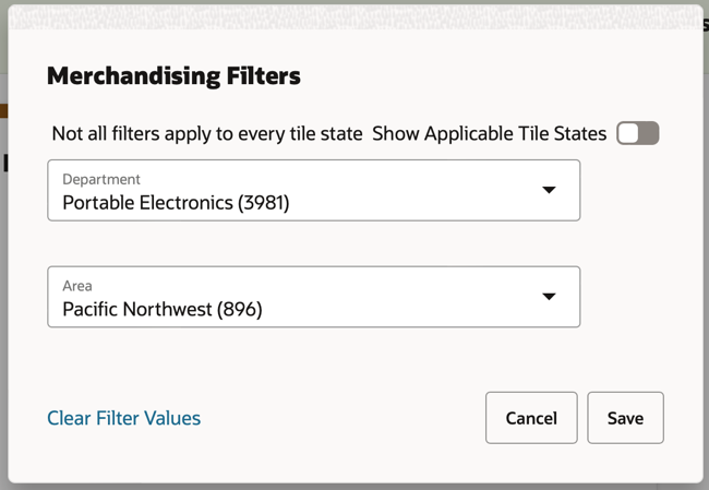 Merchandising Filter values.