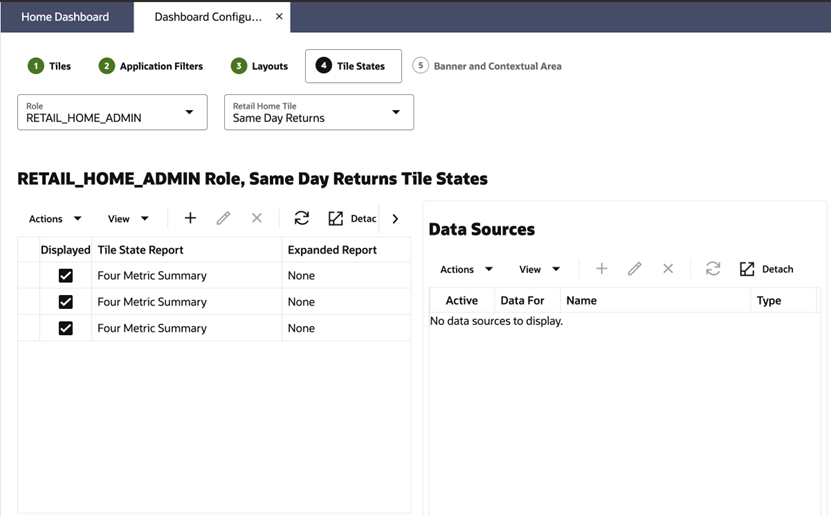 Same Day Returns Tile State Configuration