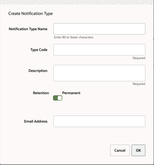 Create Notification Type Details Create Notification Type Details