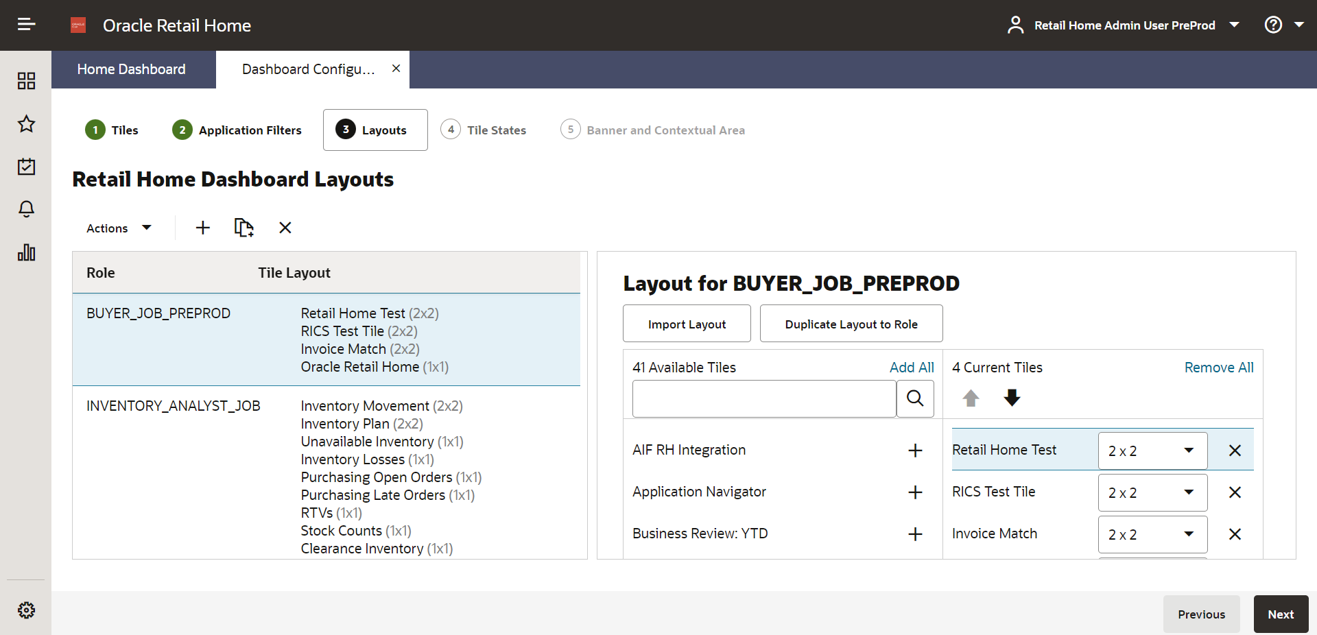 Retail Home Dashboard Layouts
