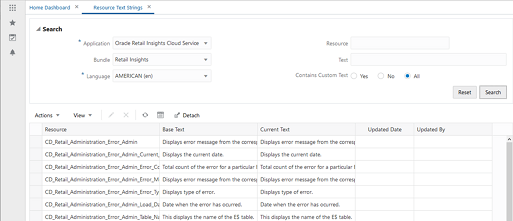 Resource Text Strings Screen for RI