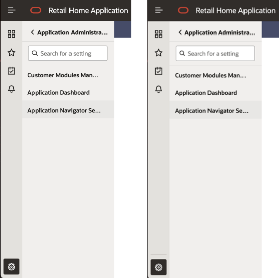 Application Navigator Setup Link in Settings