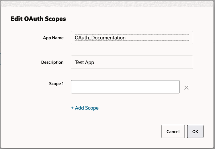 Edit OAuth Scopes Window Edit OAuth Scopes Window