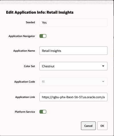 Edit Application Info Dialog