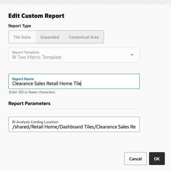 Edit Custom Tile State Report