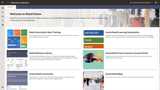 Welcome Screen Showing the Retail Reference Library