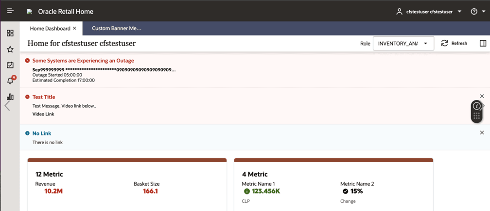 Home Dashboard Window
