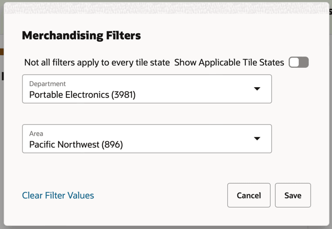 Merchandising Filter values.