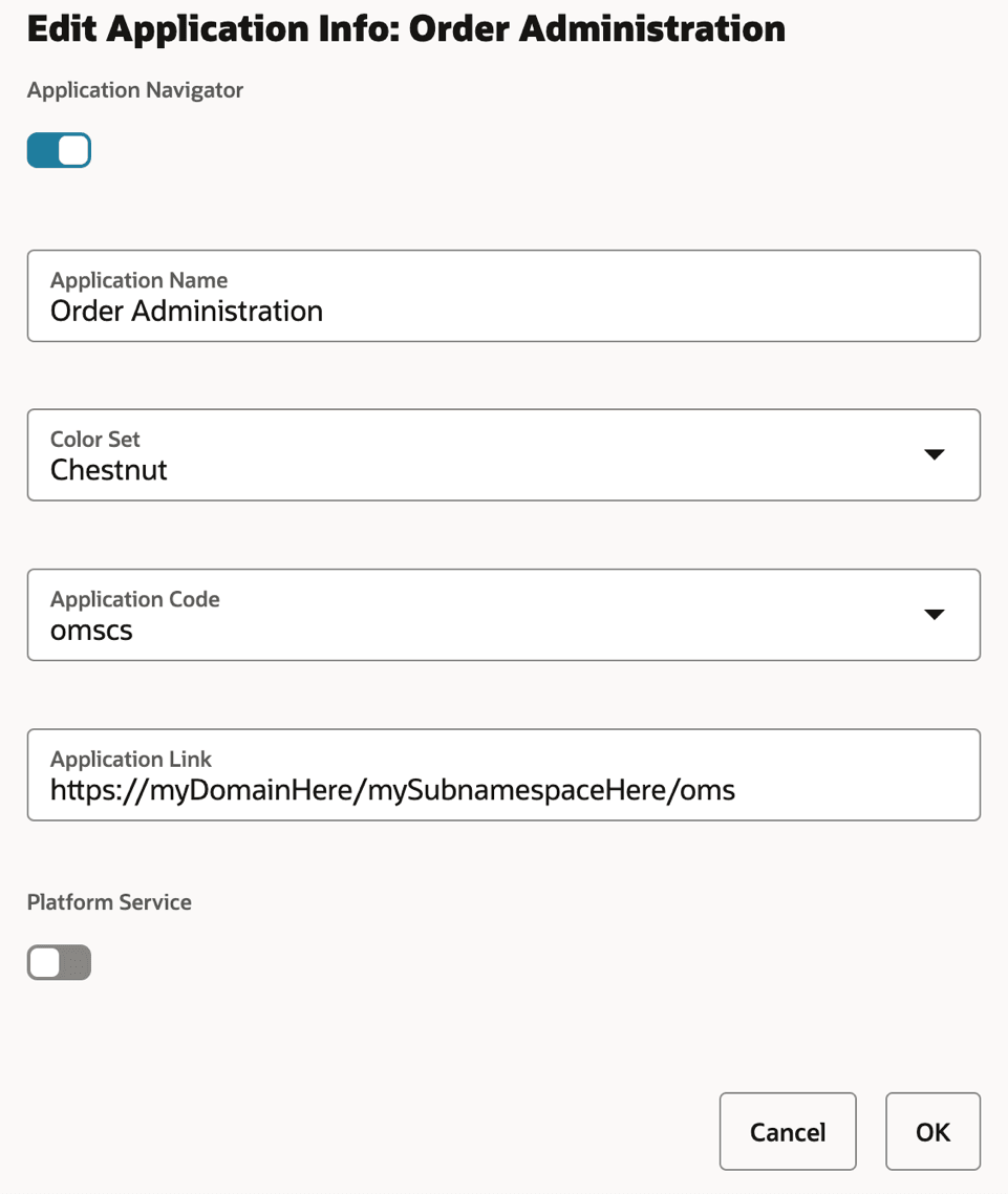 OA Application Navigator Configuration OA Application Navigator Configuration