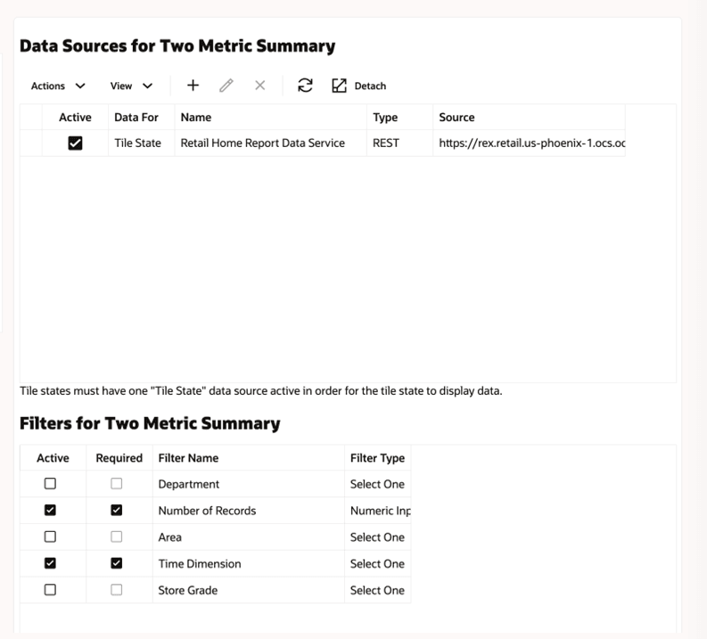 Data Source for the Selected Tile State