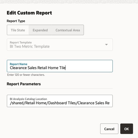 Edit Custom Tile State Report