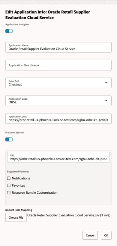 Edit Application Info Dialog Edit Application Info Dialog