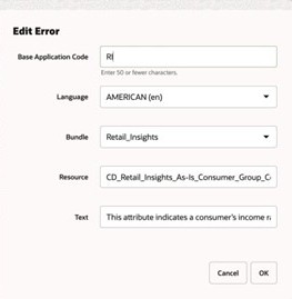 Edit Error Dialog Edit Error Dialog