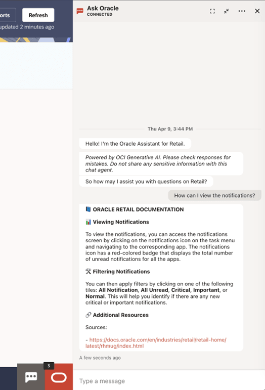 Ask Oracle Chat Widget
