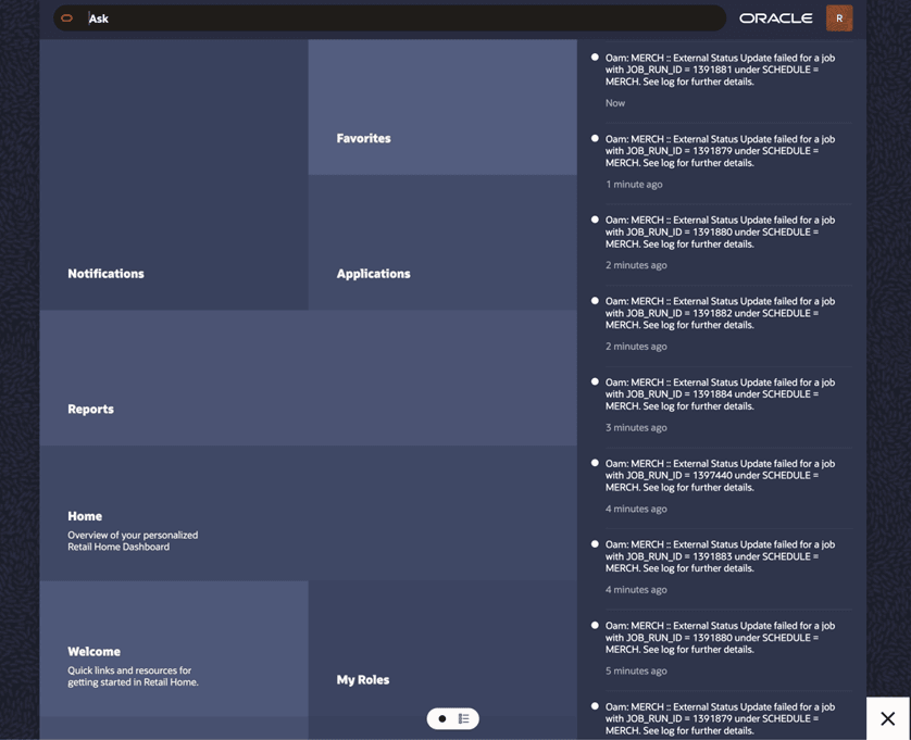 Ask Oracle opened, Notifications visible in Product Map Ask Oracle opened, Notifications visible in Product Map