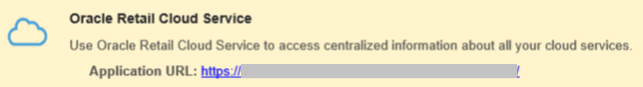 Oracle Cloud Service application URL Oracle Cloud Service application URL