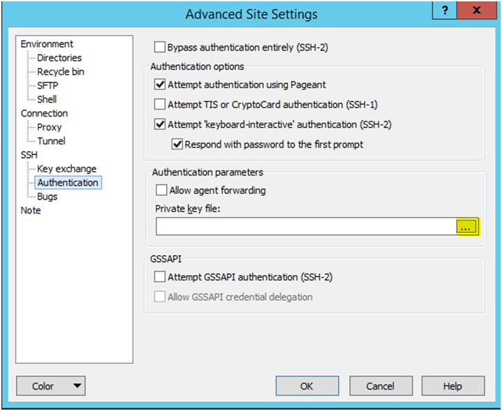 Advanced Site Settings Dialog