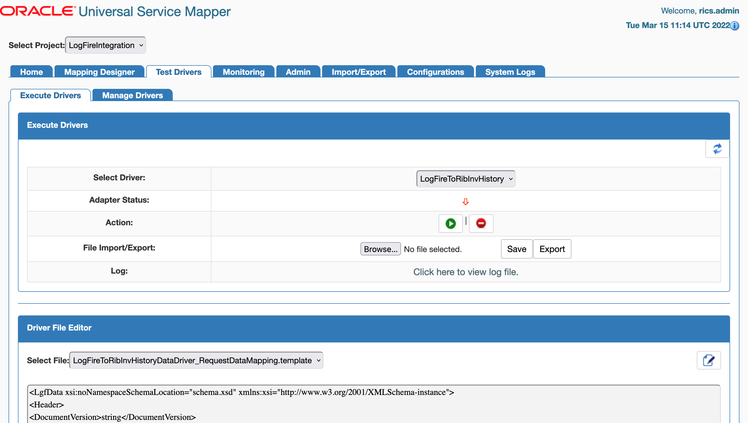 Execute Drivers Sub-tab Execute Drivers Sub-tab