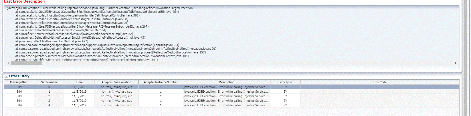 Hospital Message Error History