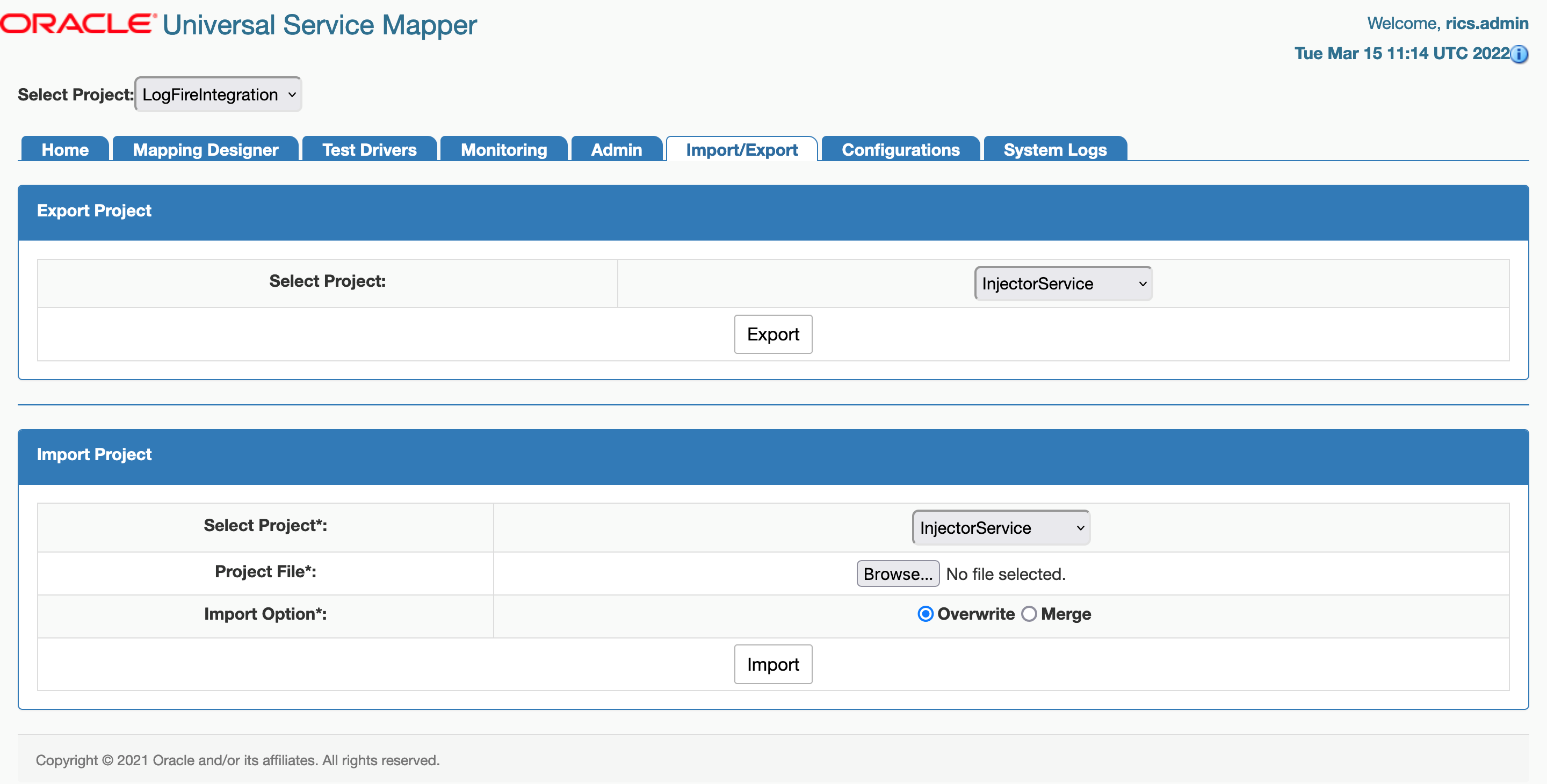 Import/Export Tab Import/Export Tab
