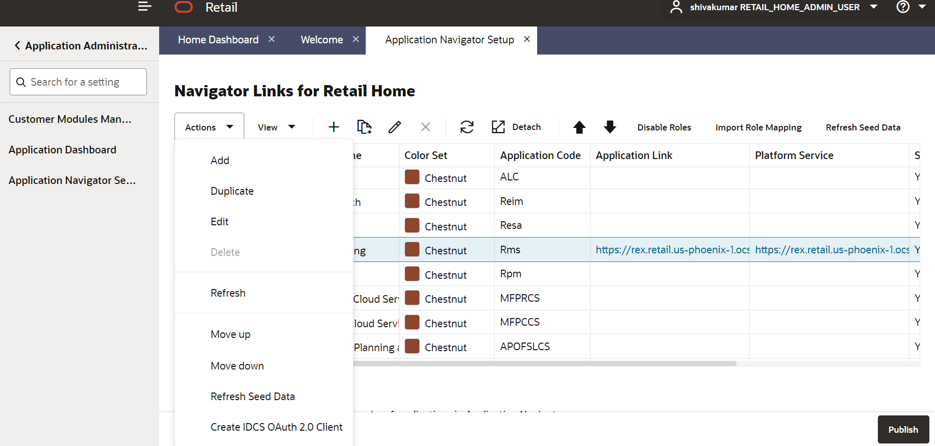 application code RMS