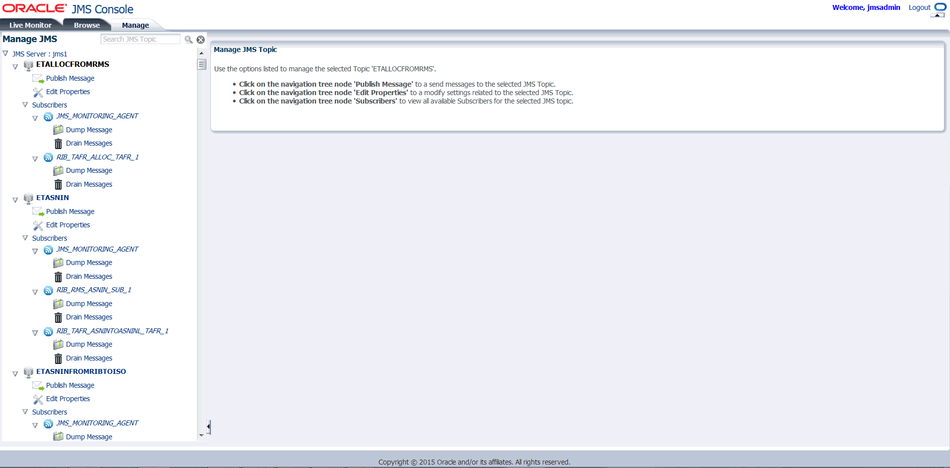 Manage JMS Manage JMS