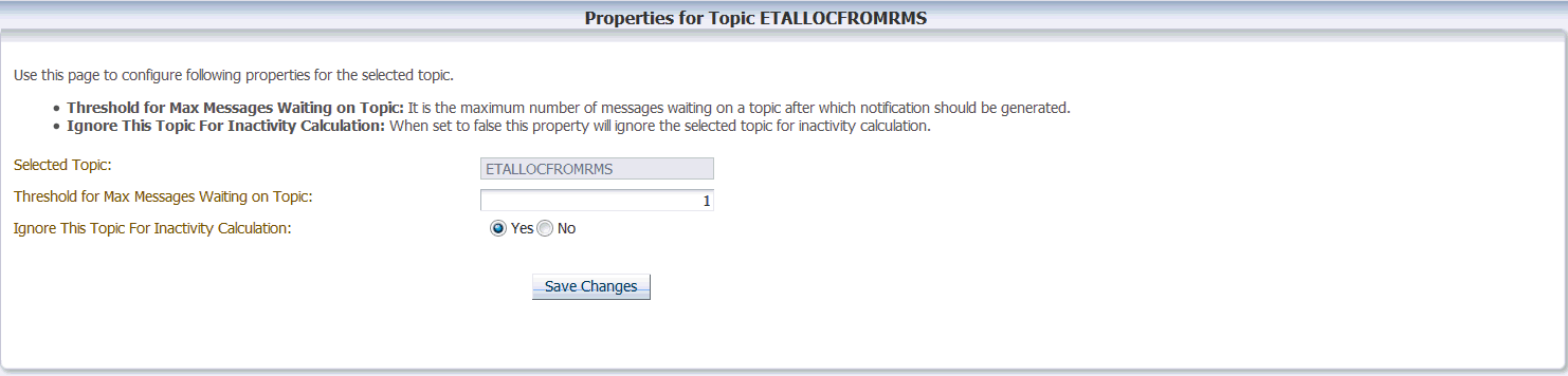 Properties for Topic Properties for Topic