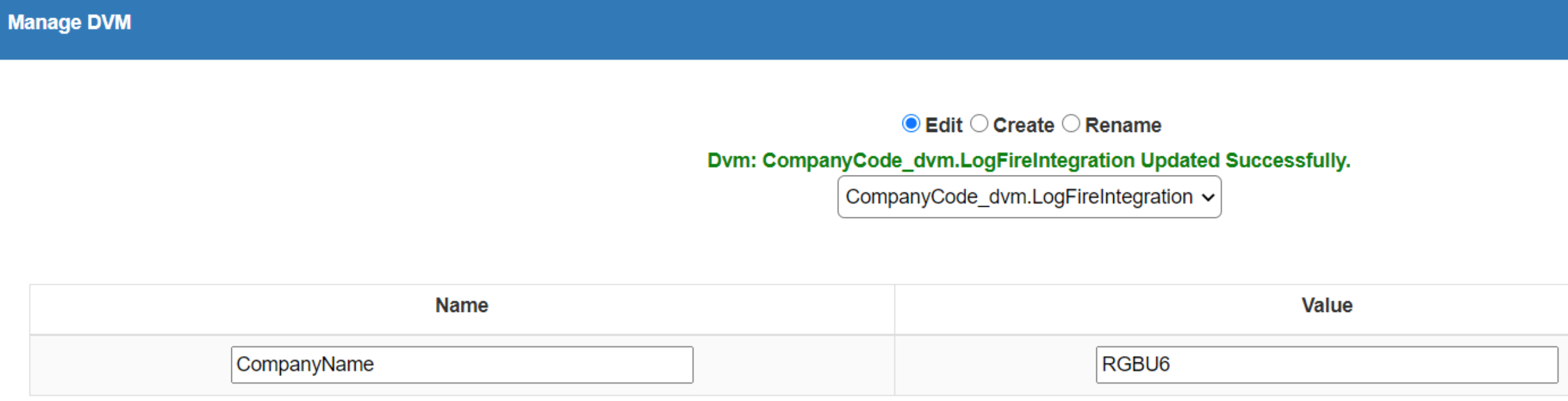 Manage DVM Fields Manage DVM Fields