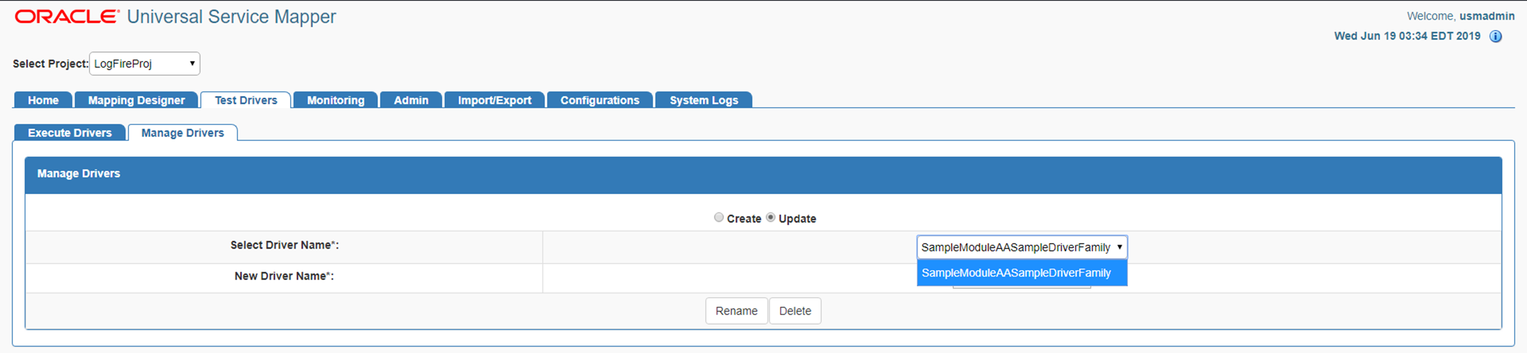 Driver Name Menu Driver Name Menu