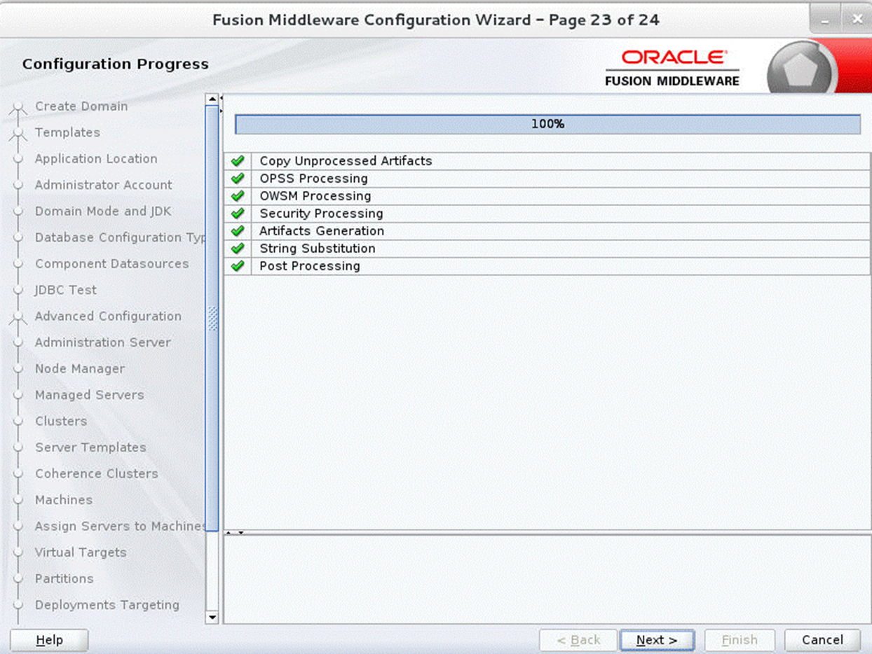 Configuration Wizard Step 23 Configuration Progress
