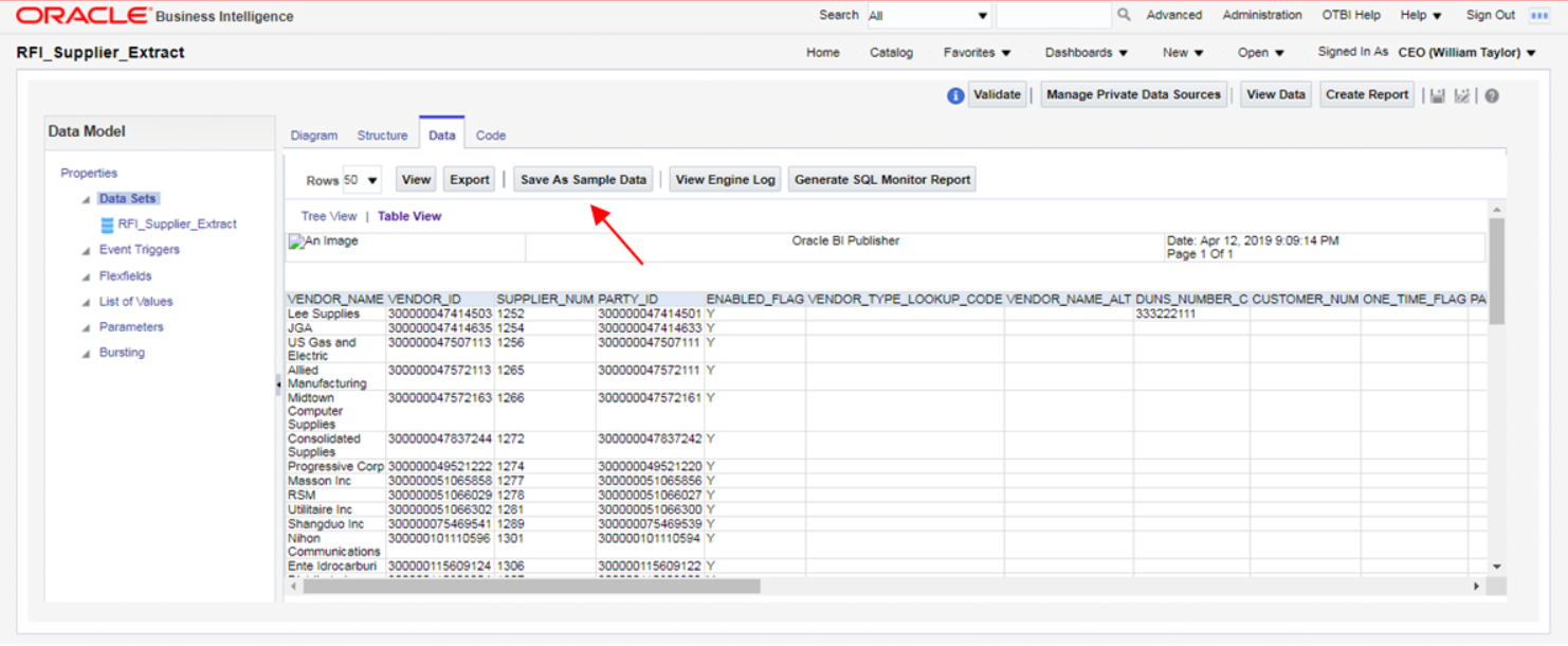 save as sample data