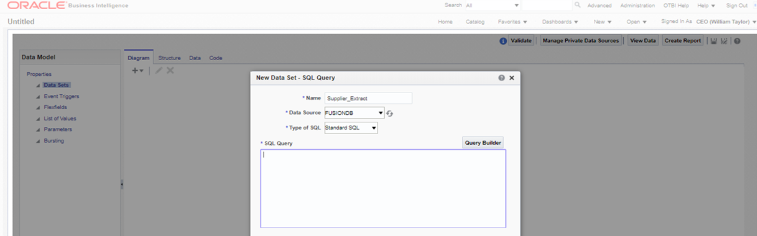 sql query screen