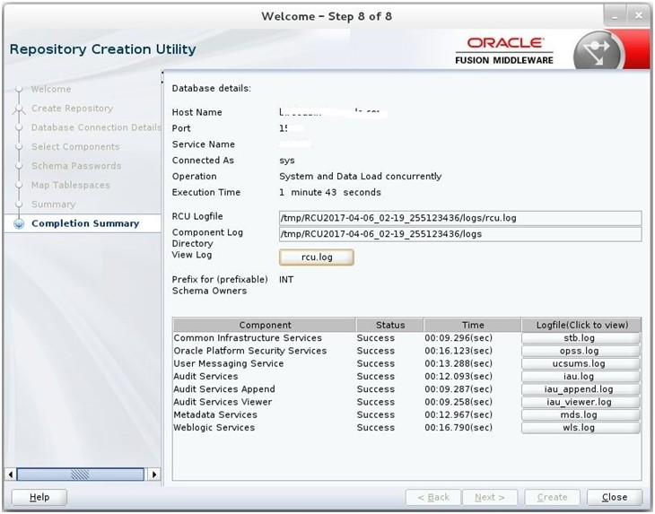 Completion Summary window