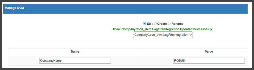 Update CompanyCode_dvm.LogFireIntegration