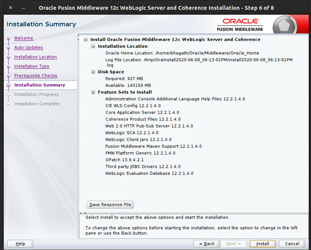 Installer Step 6 Installation Summary