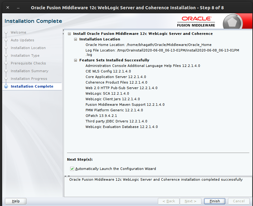 Installation Complete window