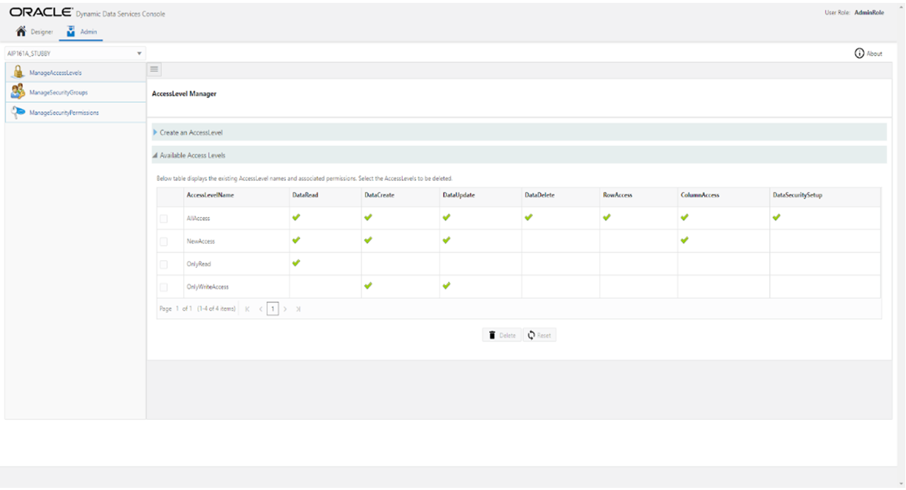 delete access level delete access level