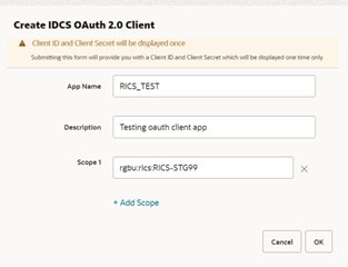 create IDCS OAuth 2.0 Client create IDCS OAuth 2.0 Client
