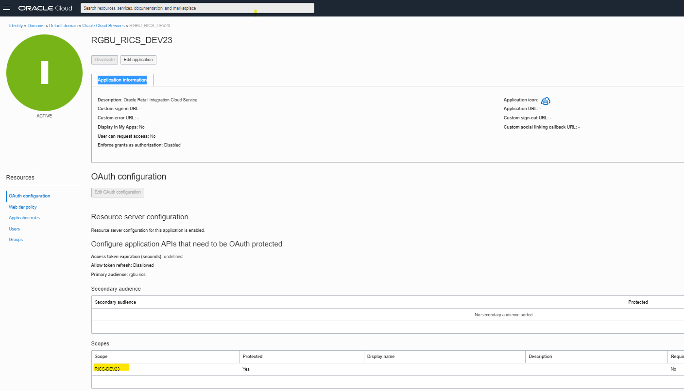 IDCS app with scope IDCS app with scope