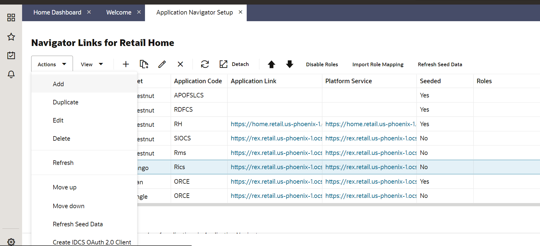 navigator links for retail Home