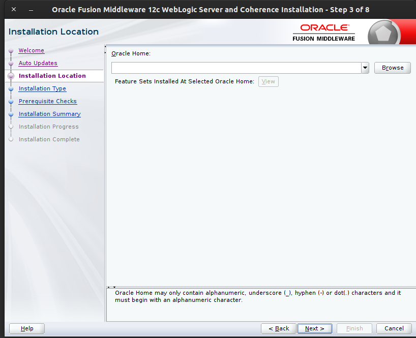 Installation Location window