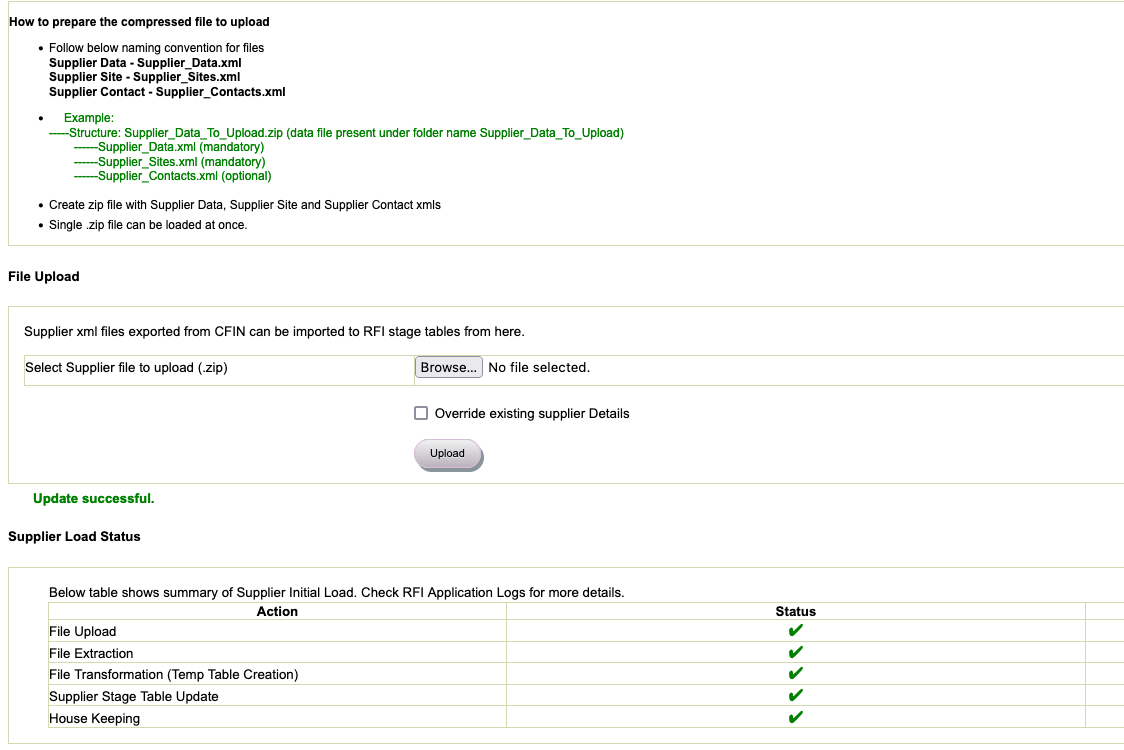Supplier Upload Status