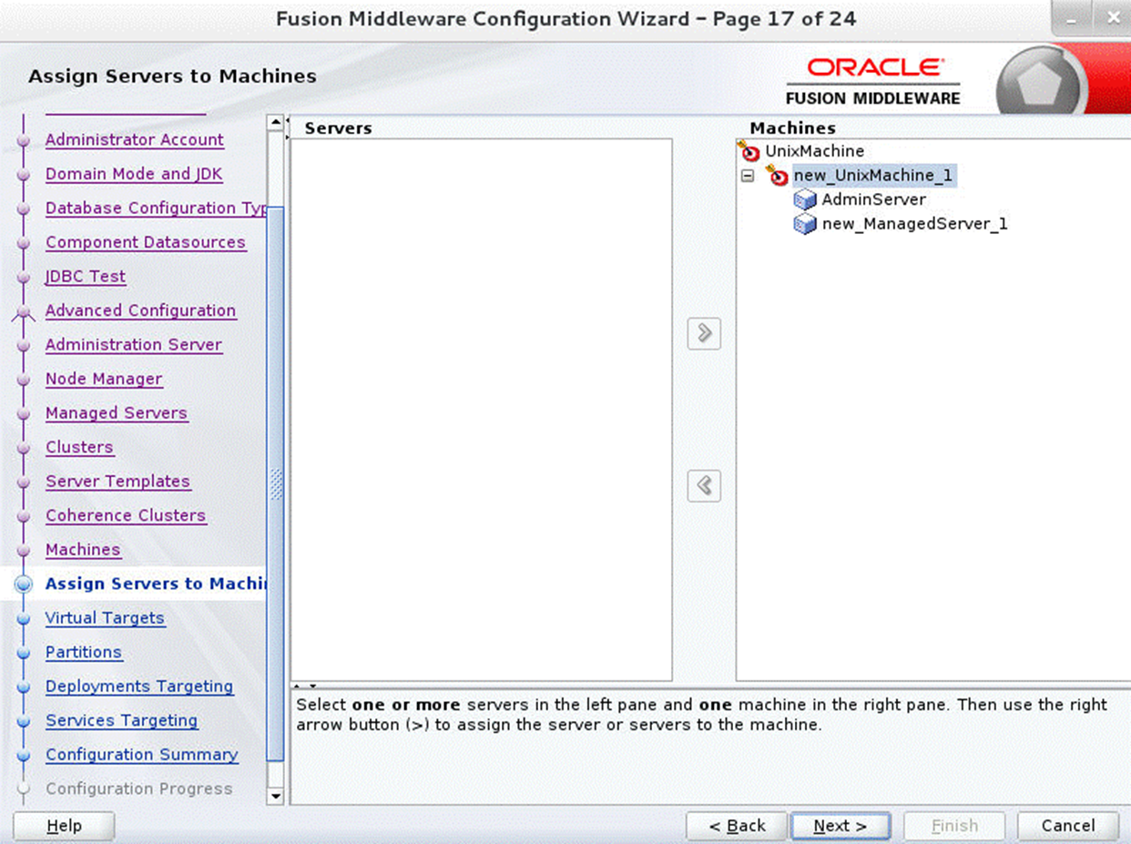 Configuration Wizard Step 17 Assign Servers to Machines