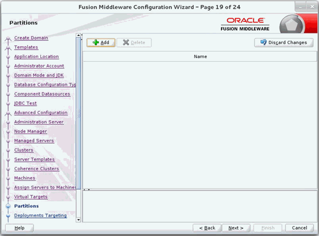 Configuration Wizard Step 19 Partitions