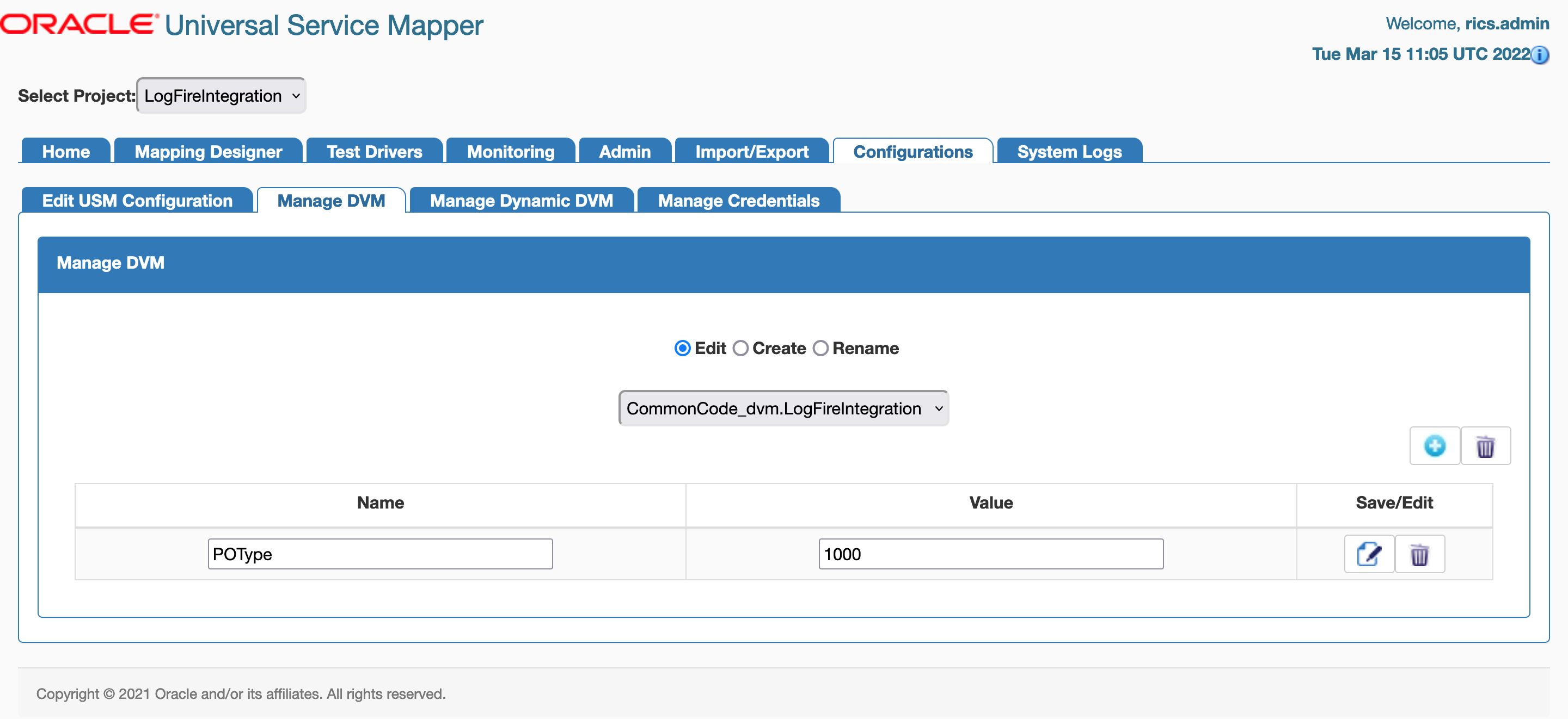 Manage DVM Tab Manage DVM Tab