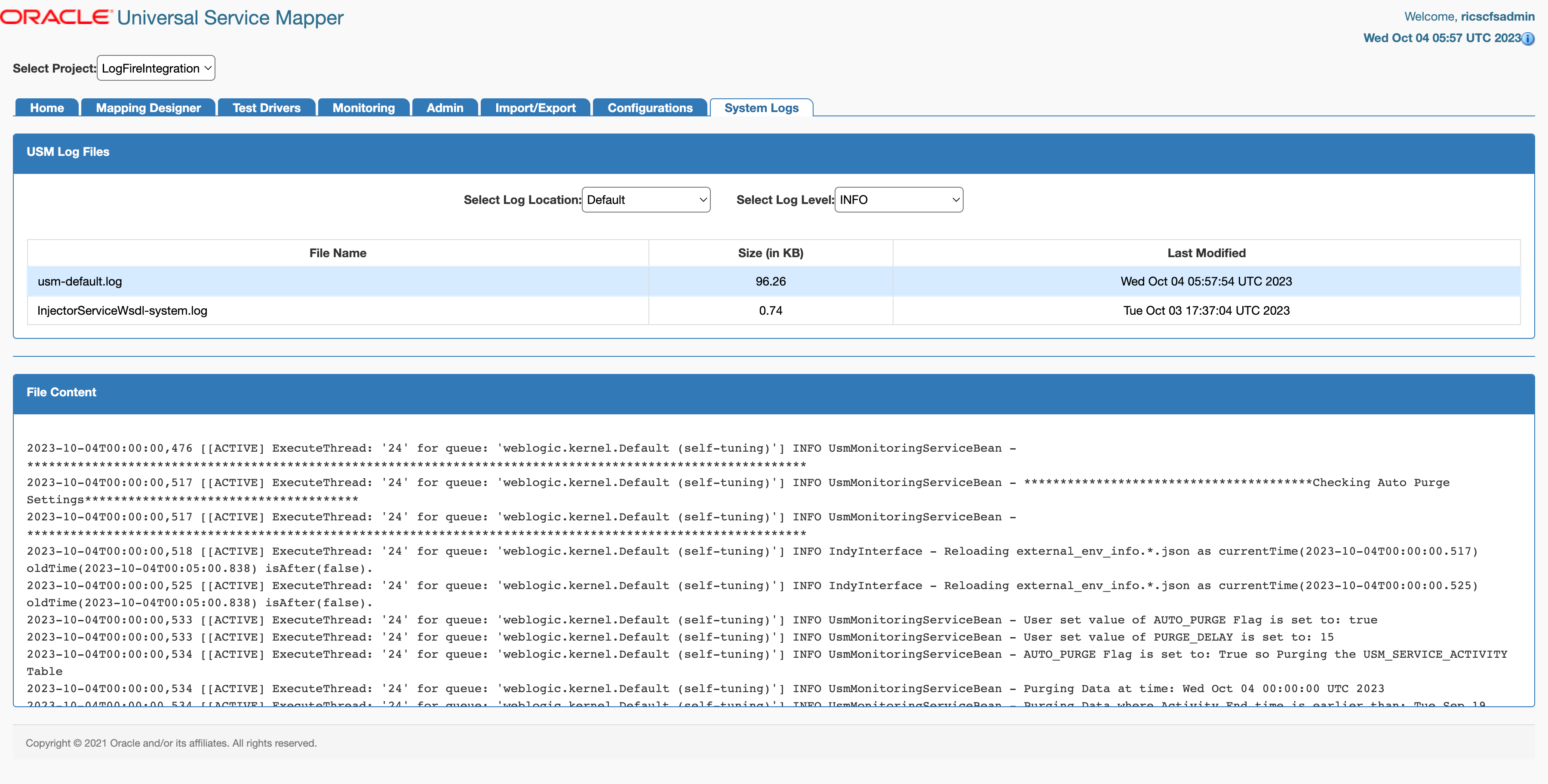 System Logs Tab System Logs Tab